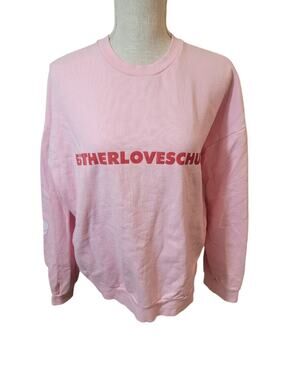 Esther Loves Chuu Pink Graphic Sweatshirt Bunny Oversized Sweatshirt OS